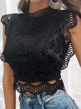 Songwriter Bluse mit gewellter Spitze - Schwarz